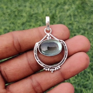Natural Aquamarine Pendant, 925 Sterling Silver, Beautiful Pendant, Silver Jewelry, Designer Pendant, Stylish Pendant, Free Shipping, SP25**