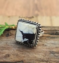 White Buffalo Turquoise Ring: Handmade 925 Sterling Silver Band