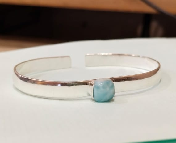 Braccialetto Fatto A Mano Con Pietra Preziosa Larimar: Gioiello Importante In Argento Sterling 925 - Italia - Foto 7