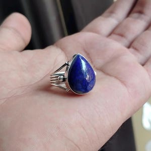 Handmade Lapis Lazuli Ring: 925 Sterling Silver Gemstone