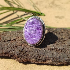 Natürlicher Charoit Ring: Handgemachter 925 Sterling Silber Edelstein
