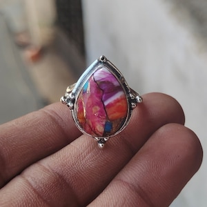 Natural Pink  Copper Turquoise Ring, 925 Sterling Silver , Gemstone Ring, Handmade Ring, Silver Jewelry, Wonderful Ring, Anniversary Gift