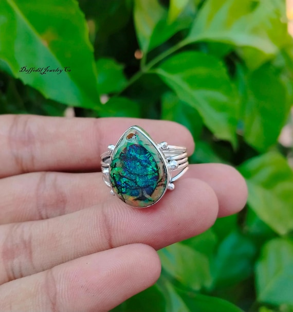 Monarch Opal Sterling Silver Ring: Anniversary Jewelry Gift