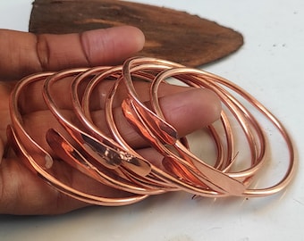 Handmade Solid Copper & Brass Bangle Set - Gift For Her/Him