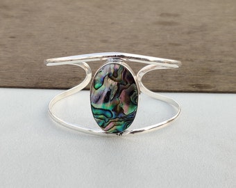 Bracciale placcato argento con abalone e pietra di luna arcobaleno - Italia