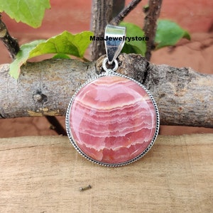 Rhodochrosite Pendant: 925 Sterling Silver Charm, Women&#39;s Gift