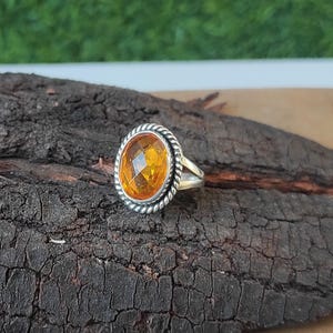 Handmade Natural Citrine Ring: 925 Sterling Silver Gemstone