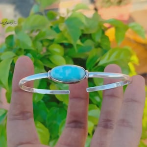 Mohave Turquoise Sterling Silver Bangle: Handmade 925 Jewelry Larimar