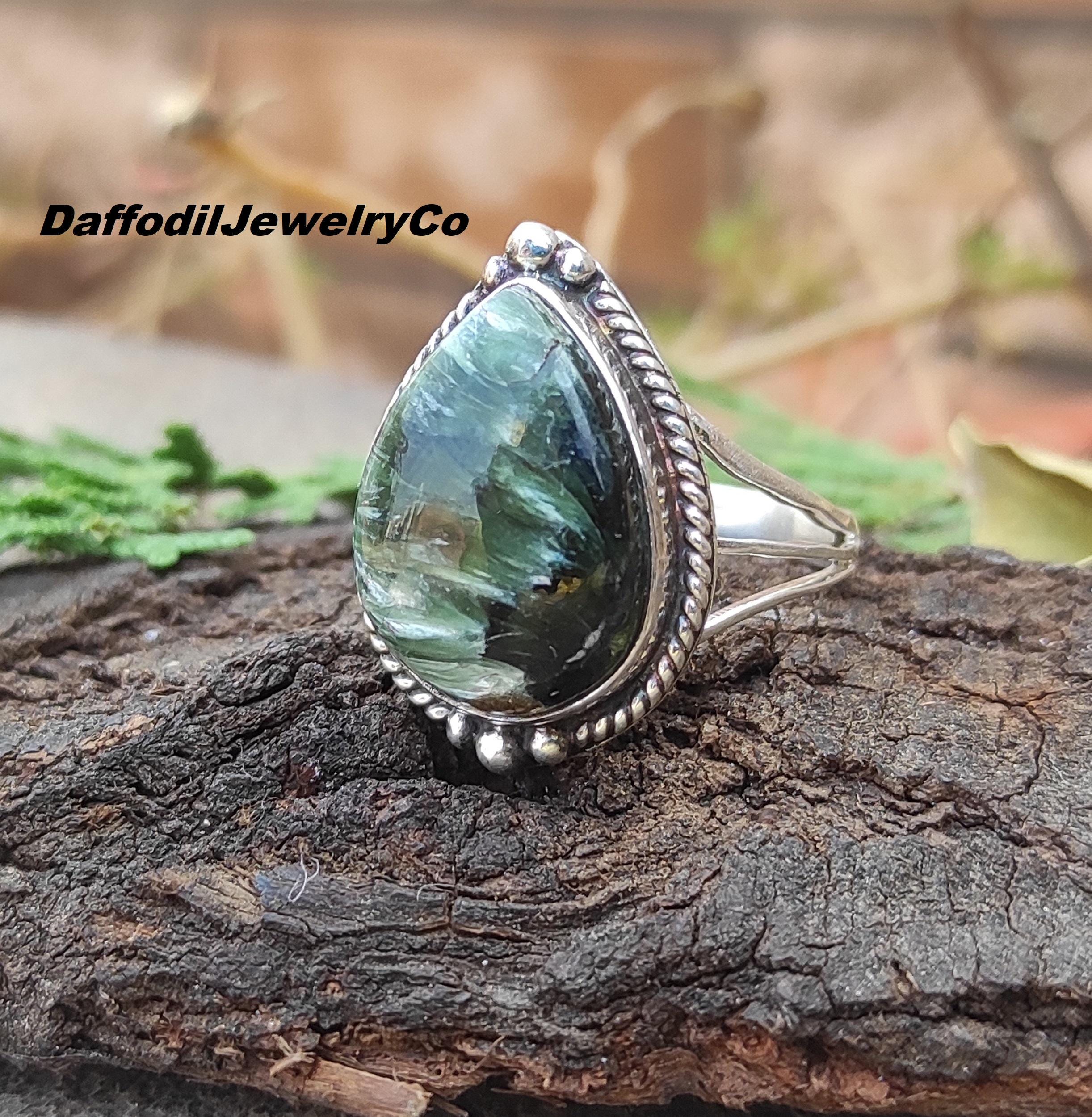 Anello in argento sterling 925 con serafinite fatto a mano - Italia