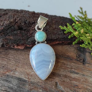 Blauer Spitze Achat Anhänger, 925 Sterling Silber Anhänger, handgemachter Anhänger, Edelstein Anhänger, Frauen Anhänger, Designer Anhänger, schönes Geschenk