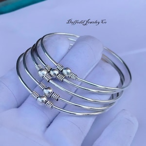 Handmade Sterling Silver Stackable Bangles - Set of 5