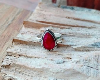 Handgemaakte robijnring: 925 sterlingzilveren edelsteenring
