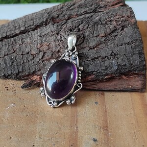 Handmade Amethyst Pendant: 925 Sterling Silver Gemstone Jewelry