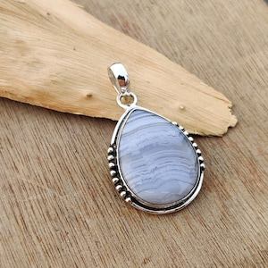 Blue Lace Agate Pendant 925 Sterling Silver Pendant Original Gemstone Pendant Handmade Designer Pendant Stylish Jewelry Mother&#39;s Day Gift