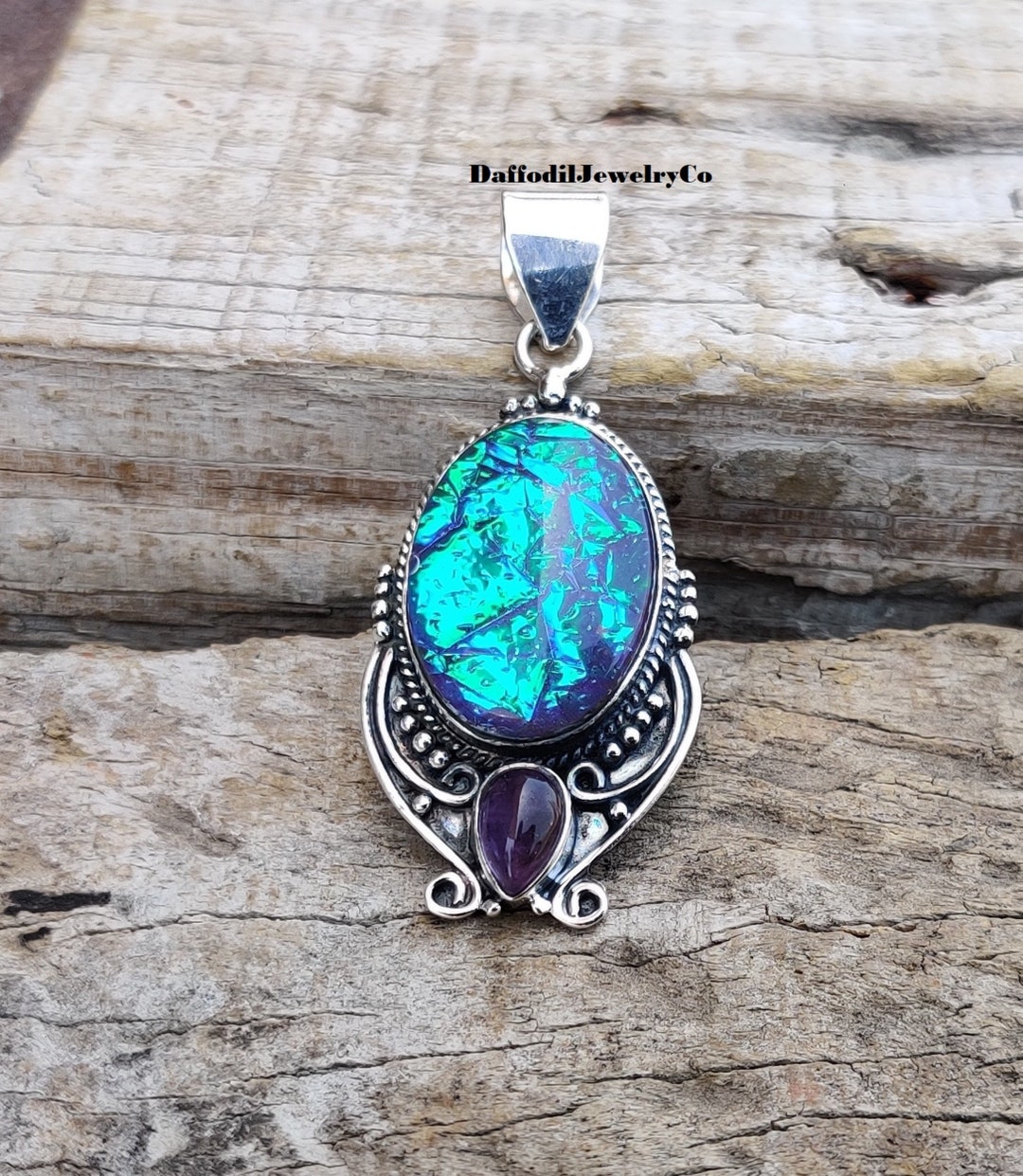 Pendentif Ovale Double Opale De Feu 100 Ct En Argent 925 - Création Artisanale - Neuf