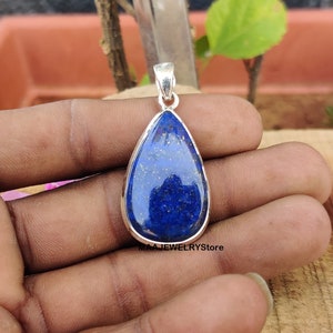 Lapis Lazuli 925 Sterling Silver Minimalist Necklace Pendant For Women, Handmade Solid Silver Pendant, Birthstone Pendant, Latest Pendant