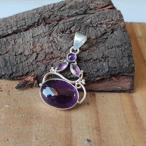 Handmade Sterling Silver Amethyst Pendant: Designer Gemstone Jewelry