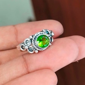 Peridot Ring, 925 Sterling Silver, Handmade Ring, Gemstone Ring, Silver Ring, women Ring, Engagement Ring, Anniversary Ring, Lovely Ring,