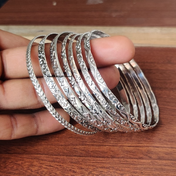 Beautiful 925 Sterling Silver Bangles* Amazing 7 Designer Bangles* Stacking Bangle* gorgeous Bangles* Handmade Bangles for Gift on Christmas