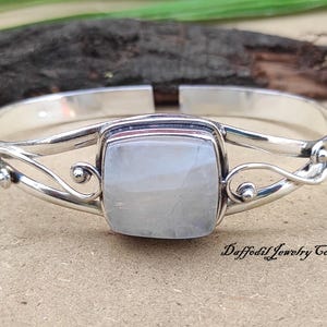 Handmade Moonstone Bangle: 925 Sterling Silver Gemstone Jewelry