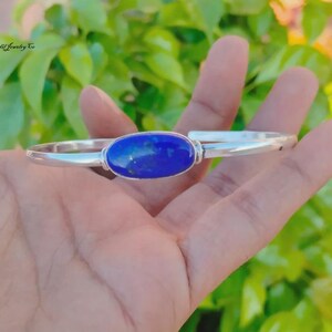 Mohave Turquoise Sterling Silver Bangle: Handmade 925 Jewelry Lapis lazuli