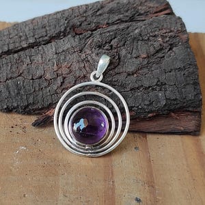 Handmade Amethyst 925 Sterling Silver Pendant: Engagement Gift