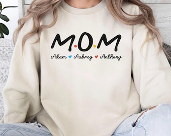 Custom Mom Shirt, Personalized Kids Name Mama Sweatshirt, New Mom Gift For Mother's Day, Baby Shower Anniversary Gift,Mom Birthday Gift 1403