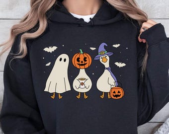 Silly Goose Shirt, Spooky Season Sweatshirt, Fall Autumn Womens Sweater, Funny Meme Graphic Gift For Animal Lover, Halloween Party Tee 3228