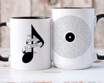 Custom Lyrics Vinyl Record Coffee Mug, Favorite Song Ceramic Cup, Music Lover Cup, Musician Merch For Songwriter, Teacher Drinkware 2453M