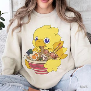 Chocobo Ramen Shirt, Gaming Gift For Him, FFVII Video Games Merch Sweatshirt, FF7 Fantasy Gamer Boy Girl Tee, Gamercore Roommate Gift 2760
