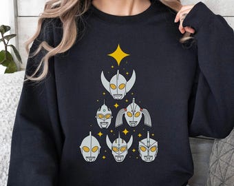 Ultraman Shirt, Otaku Superhero Sweater, Retro 80s Nostalgia TV Merch, Ultra Man Sweatshirt, Anime Gifts For Him,Christmas Tree Apparel 3397