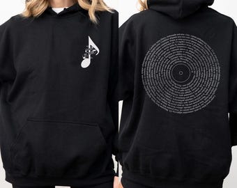 Custom Vinyl Song Lyrics Shirt, Personalized Artiste Lover Sweatshirt, Front And Back Print Concert Festival Gift, Music Teacher Hoodie 2453