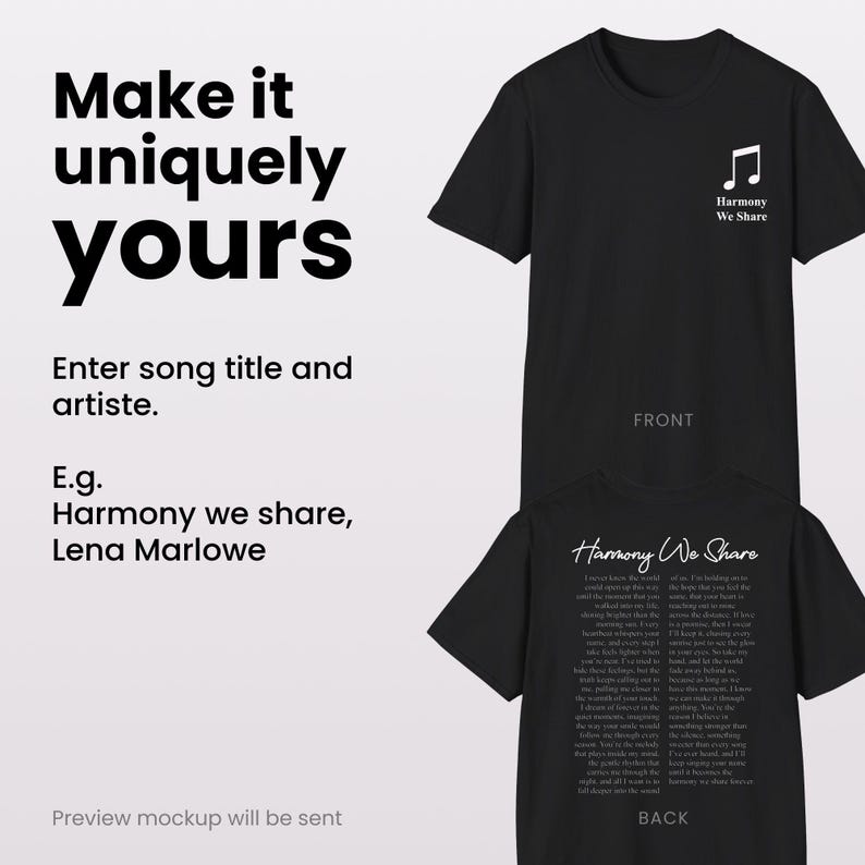 Custom Song Lyrics Hoodie, Favorite Track Front And Back Shirt, Music Teacher Gift, Musical Concert Show Lover Merch, Audiophile Gift 2487 image 9