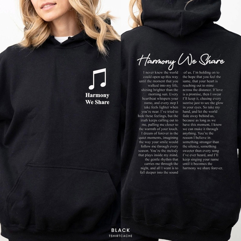 Custom Song Lyrics Hoodie, Favorite Track Front And Back Shirt, Music Teacher Gift, Musical Concert Show Lover Merch, Audiophile Gift 2487 image 1