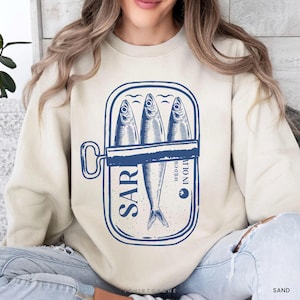Sardine Girl Summer Shirt, Amalfi Coastal Cowgirl  Sweater, Mermaid Tinned Fish Sweatshirt, Canned Sardine Graphic Aesthetic Apparel 2105