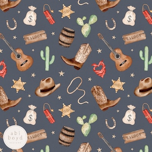 Modello di stivale da cowboy occidentale senza cuciture, design del tessuto selvaggio West, piastrella ripetuta Texas, modello di musica country, carta digitale del sud