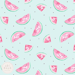 Watermelon Seamless Pattern, Fruit Repeat Pattern, Watercolour Summer Seamless file for Personal and Commercial Use
