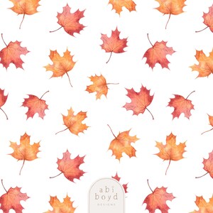 Watercolour Autumn Leaves Pattern, Repeat Tile, Maple Leaves Surface Pattern, Autumnal Seamless Pattern