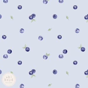 Simple Blueberries Seamless Pattern, Cute Blueberry Repeating Pattern, Watercolor Fruit seamless file, Personal and Commercial use