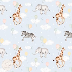 Cute Safari Seamless Pattern / seamless file for Baby Clothes / Birthday Balloons Repeating Pattern for Small Businesses