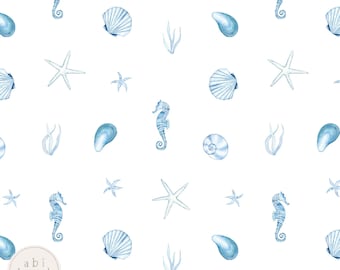 Simple Sea Shells Pattern, Nautical Repeat Tile, Print for Fabric Printers, Summer Seamless Pattern
