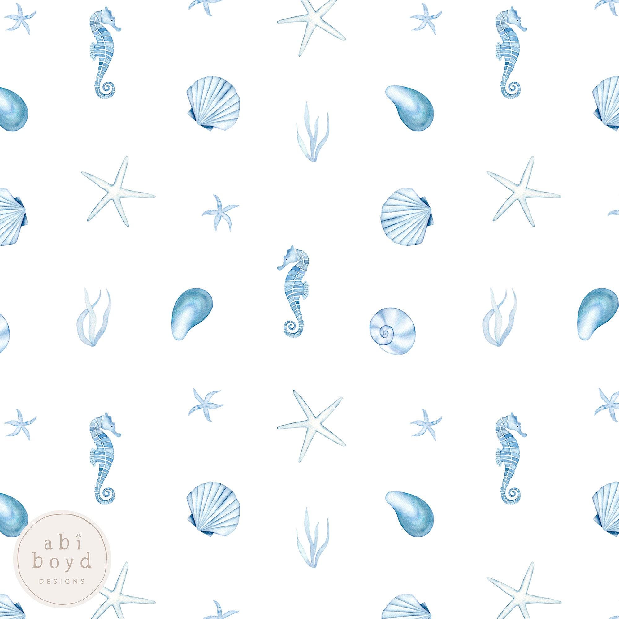 Simple Sea Shells Pattern, Nautical Repeat Tile, Print for Fabric Printers, Summer Seamless Pattern