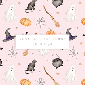 Halloween Seamless Pattern File for Commercial Use, Ghost Fabric Design, Pumpkin Print, Digital Paper