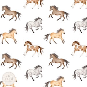 Horse Seamless Pattern, Farm Animal seamless file, Watercolor Horse Seamless File - Instant Digital Download