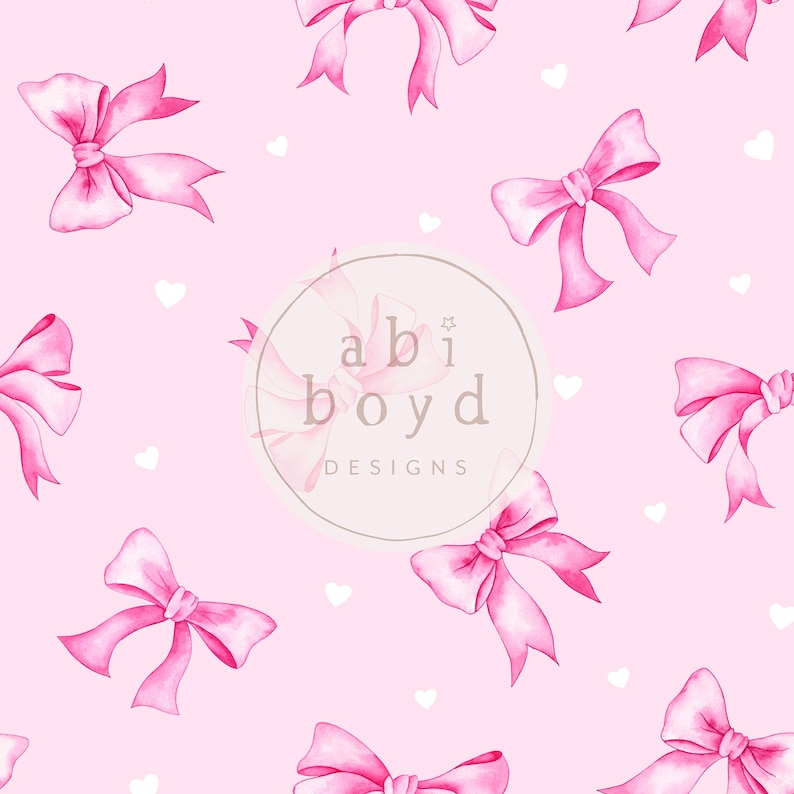 Pink Coquette Bow Seamless Pattern, Bows and Hearts Repeating Pattern ...