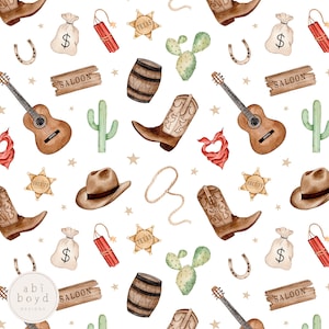 Modello di stivale da cowboy occidentale senza cuciture, design del tessuto selvaggio West, piastrella ripetuta Texas, modello di musica country, carta digitale del sud