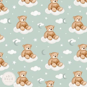 Teddy Bear Seamless Pattern, Repeating Pattern, Teddy Bear seamless file, Repeat Tile, New Baby, Gender Neutral Seamless seamless file