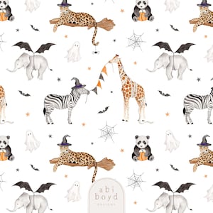 Halloween nahtlose Muster, gruselige Zoo nahtlose Datei, süße Halloween Safari nahtlose Datei - sofortiger digitaler Download