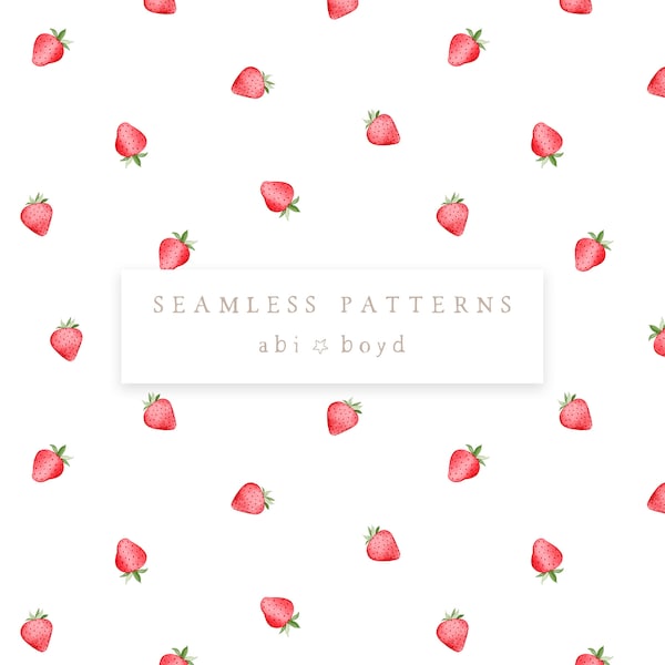 Watercolour Strawberry Pattern, Fruit Repeat Tile, Print for Fabric Printers, Summer Seamless Pattern