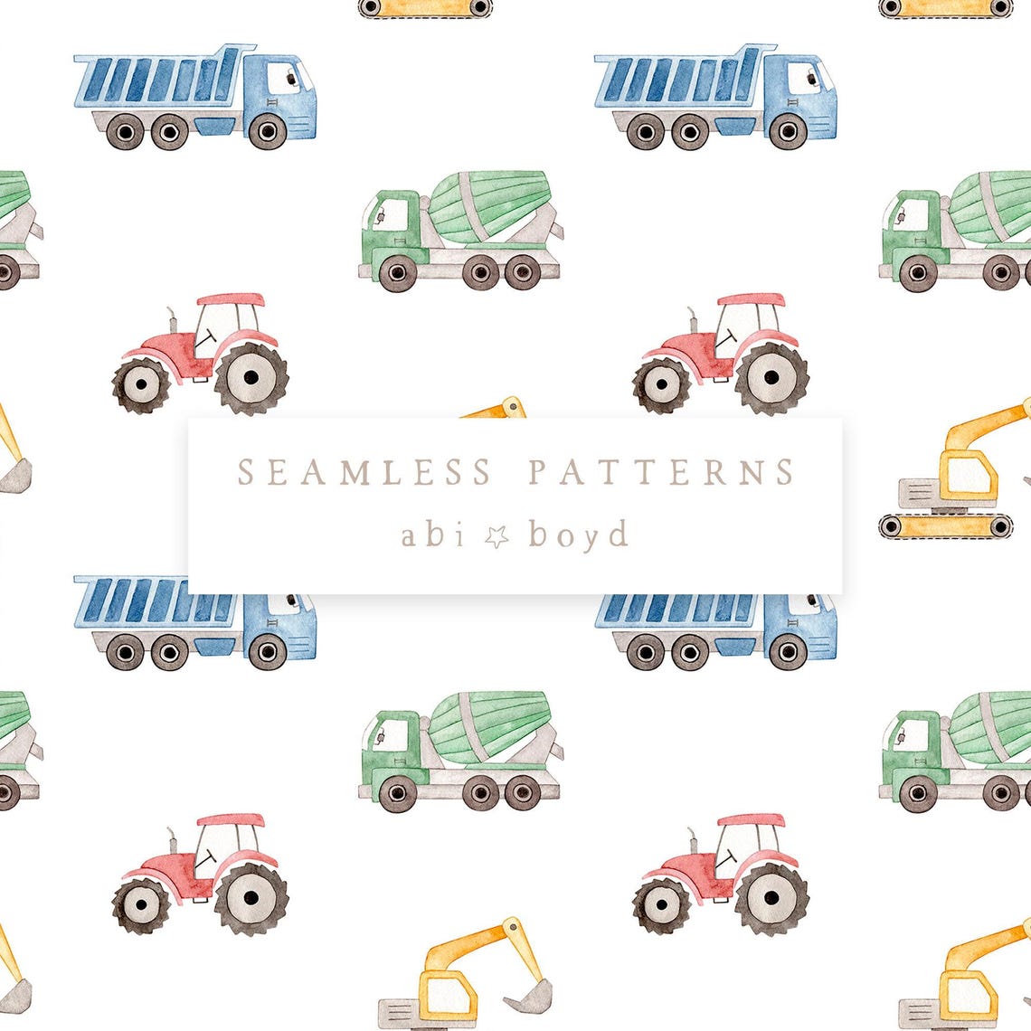 Diggers Pattern, Construction Repeat Tile, Surface Pattern, Digital ...